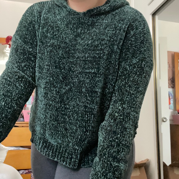 Forest Green Chenille Sweater w/ hood - Picture 1 of 1